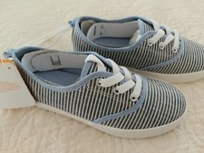 GYMBOREE BIG GIRLS KIDS SNEAKERS SHOES BLUE WHITE STRIPES SIZE 12 NWT