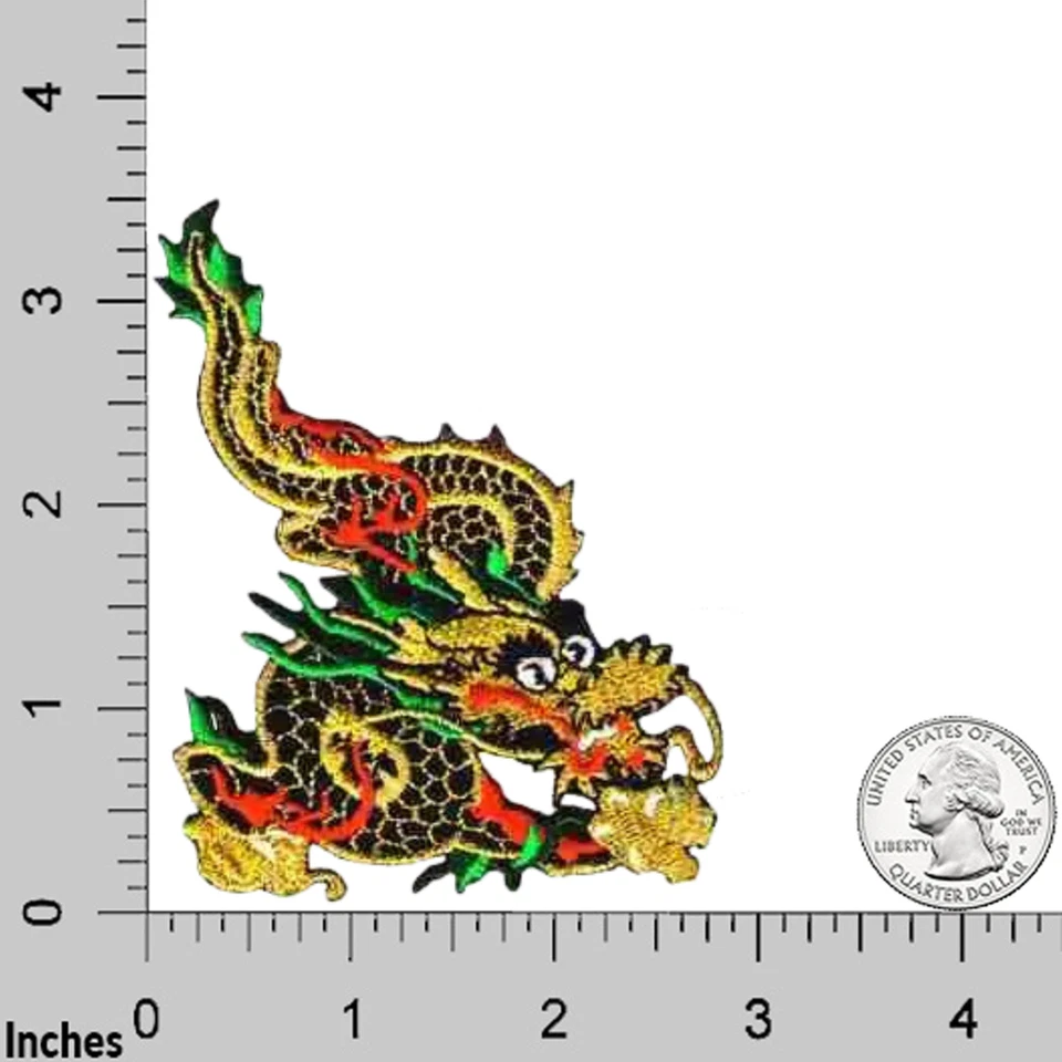 Metallic Gold Chinese Dragon (2-Pack) Iron On Patch - Image 2 of 4