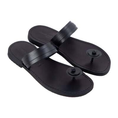 Sandalen Flip-Flops Herren Schwarze Leder und Leder Größe 40-41-42-43-44-45-46