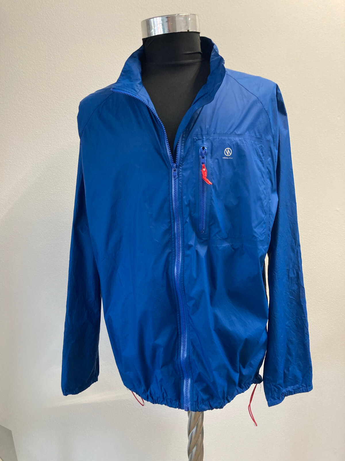 Genuine Adidas OBYO KZK Windbreaker Sports Rain Jacket Blue Mens L /XL