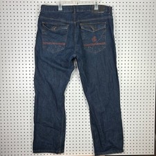 Rocawear Flap Wide Leg Denim Jeans 42x34 Streetwear Skate Baggy Stitched Y2K