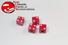 Red Dice Tire Air Valve Stem Caps Covers Hot Rat Street Rod Custom Truck Set Red Dice Tire Air Valve Stem Caps Covers Hot Rat Street Rod Custom Truck Set