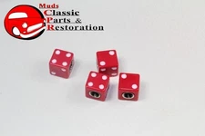 Red Dice Tire Air Valve Stem Caps Covers Hot Rat Street Rod Custom Truck Set