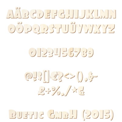 Sperrholz Buchstaben/Zahlen - Foo - Schriftzug + Sonderzeichen - Pappel 3mm