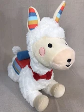 FAO Swartz Plush Llama Alpaca Rainbow Blanket 11" Plush Toy Soft Stuffed Animal