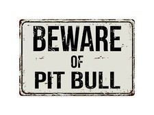 449VS Beware Of Pit Bull Terrier 8 "x 12" Vintage Aluminum Retro Metal Sign