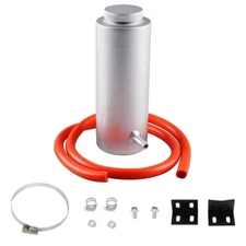 Universal Radiator Coolant Catch Tank Overflow Reservoir Silver Aluminum Silver