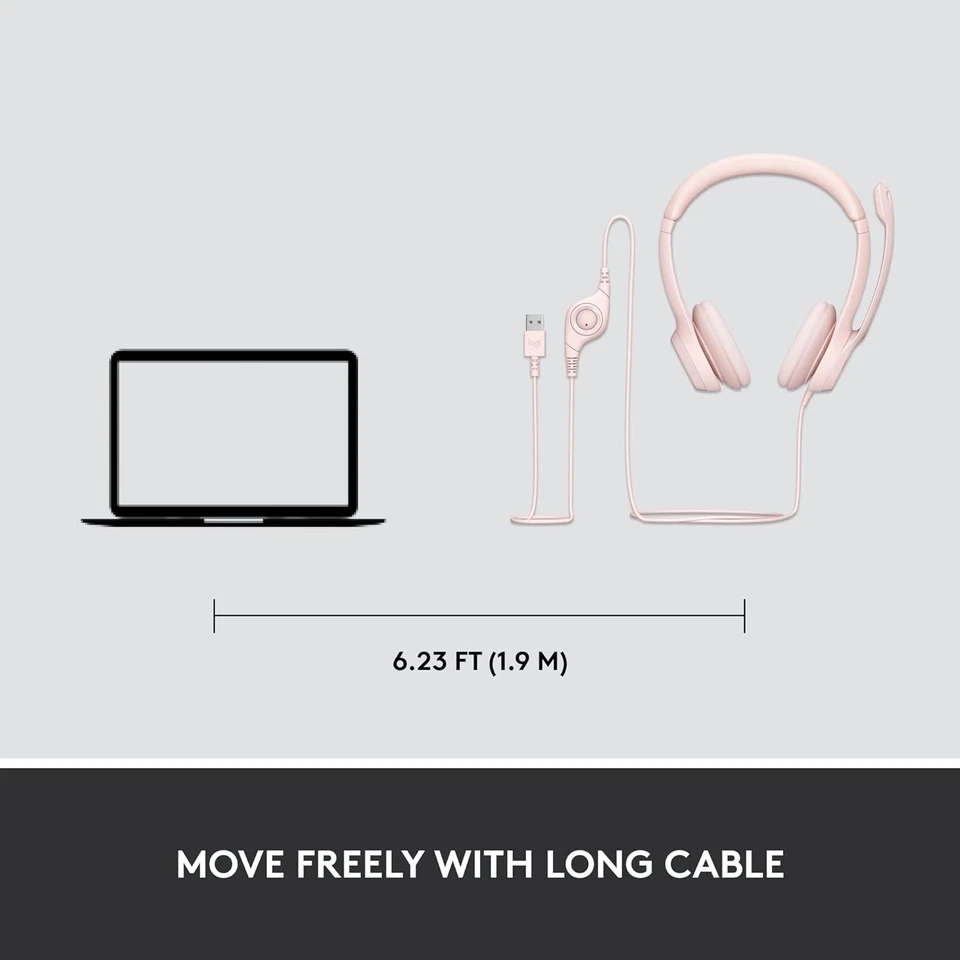 Logitech H390 Wired Headset for PC/Laptop, Stereo Headphones with Noise Cancelli - Image 2 of 4