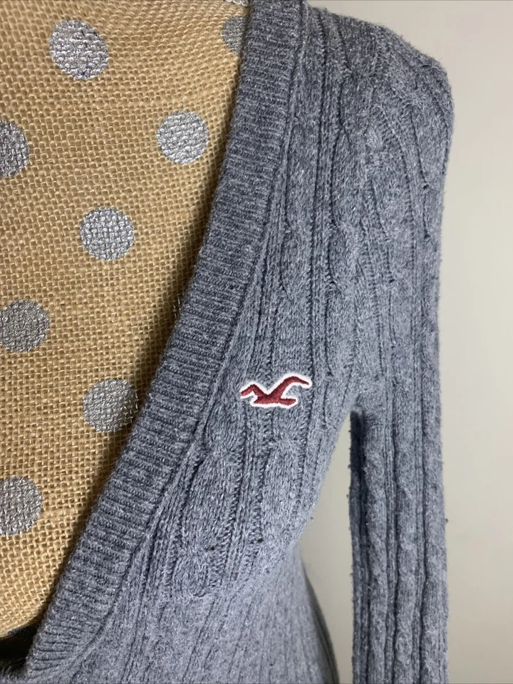 Vintage Y2K HOLLISTER CABLE KNIT HENLEY SWEATER RABBIT HAIR BLEND BELLA SWAN M - Image 2 of 4