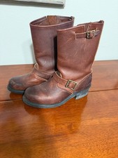 Maxitred Womens 8 Harness Engineer Boots Brown Leather Pebbled Made in USA