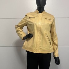 Chico's Yellow Animal Print Jacket - Womens Size 1 Textured Zip Front Blazer