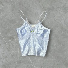 Vintage 90s Intimates Liz Banks Baby Blue Satin Sz M Cami Top