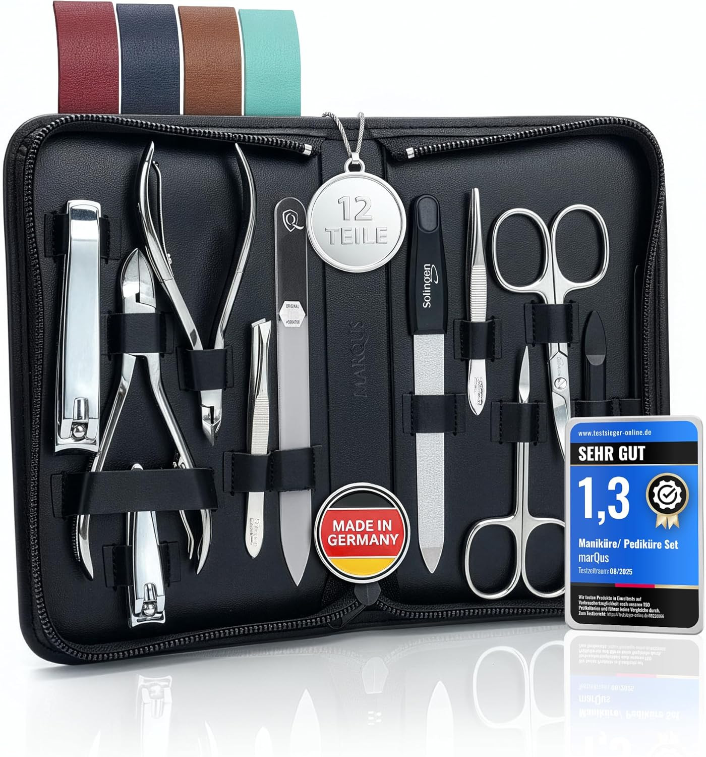 Tradizione Solingen: Set Manicure 12 Pezzi con Lima Vetro e Pinza