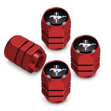 Ford Mustang Tri-bar In Black On Red Hexagon Shape Aluminum Tire Valve Stem Caps Ford Mustang Tri-bar In Black On Red Hexagon Shape Aluminum Tire Valve Stem Caps