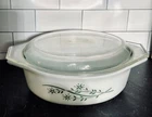 Vintage PYREX Green Honeysuckle Pattern with Lid
