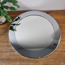 Vintage Mcm Made In Taiwan Porthole Chrome Mirror Silver Wallhung 37cm