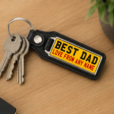 Best Dad Personalised Registration Plate Keyring - Number Plate - Yellow