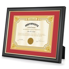 11x14 Black Finish Solid Wood Diploma Frame   Displays 8.5x11 Certificate wit...