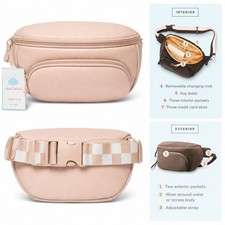 Cloud Island Baby Diaper Sling Bag TAN Solid Adjustable Strap Zipper