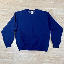 Vintage Fruit of the Loom Crewneck Mens XL Blue Blank Long Sleeve Sweatshirt Vtg