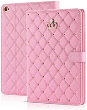 PU Leather Case for iPad mini 5/ Mini 4, Cute Crown Bling Diamond Rhinestone ...