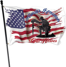 Memorial Day Flag 3X5 Ft for Outdoor Always Remember Our Heroes Flag Large Doubl