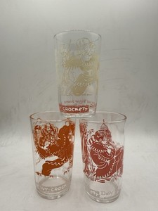 Vintage 3 Davy Crockett Drinking Glasses Jelly Jar Congress The Alamo & Trigger