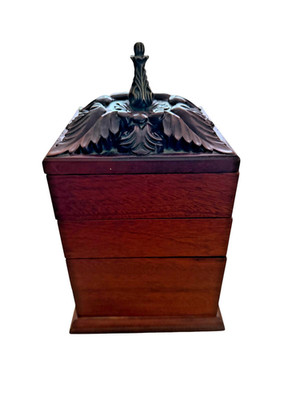 Bombay Co. 2001 Jewelry Box Spiral Wooden 4 Tier Spinning Velvet Drawer Vintage 