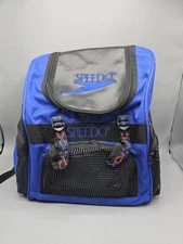 Vintage 90s  Speedo Large Blue Backpack Book Bag Swim Bag Sports Tribal Straps