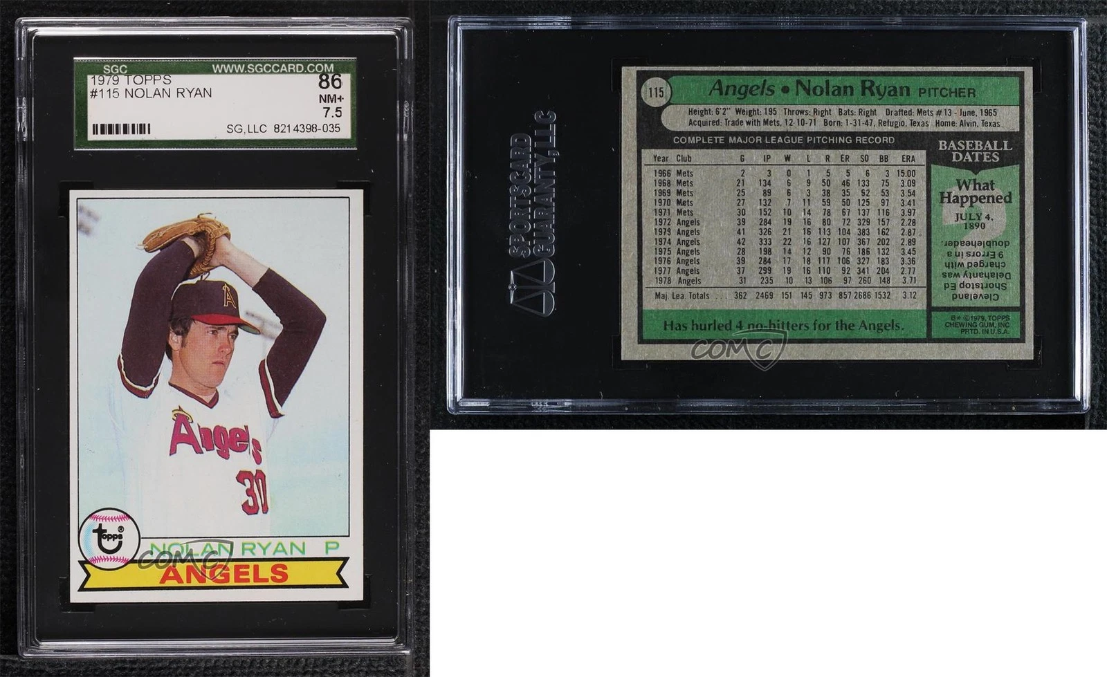 Deal for 1979 Topps Nolan Ryan #115 SGC 86 HOF