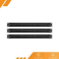 3Pack Brush Cable Manager 1U 19" Horizontal Rack Mount Cable Strip Panel