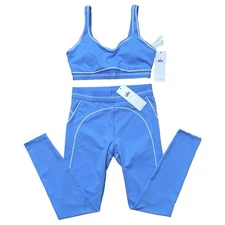 NWT Authentic ALO Airbrush Heart Throb Set Blue Sz XL 12 Leggings & Sports Bra