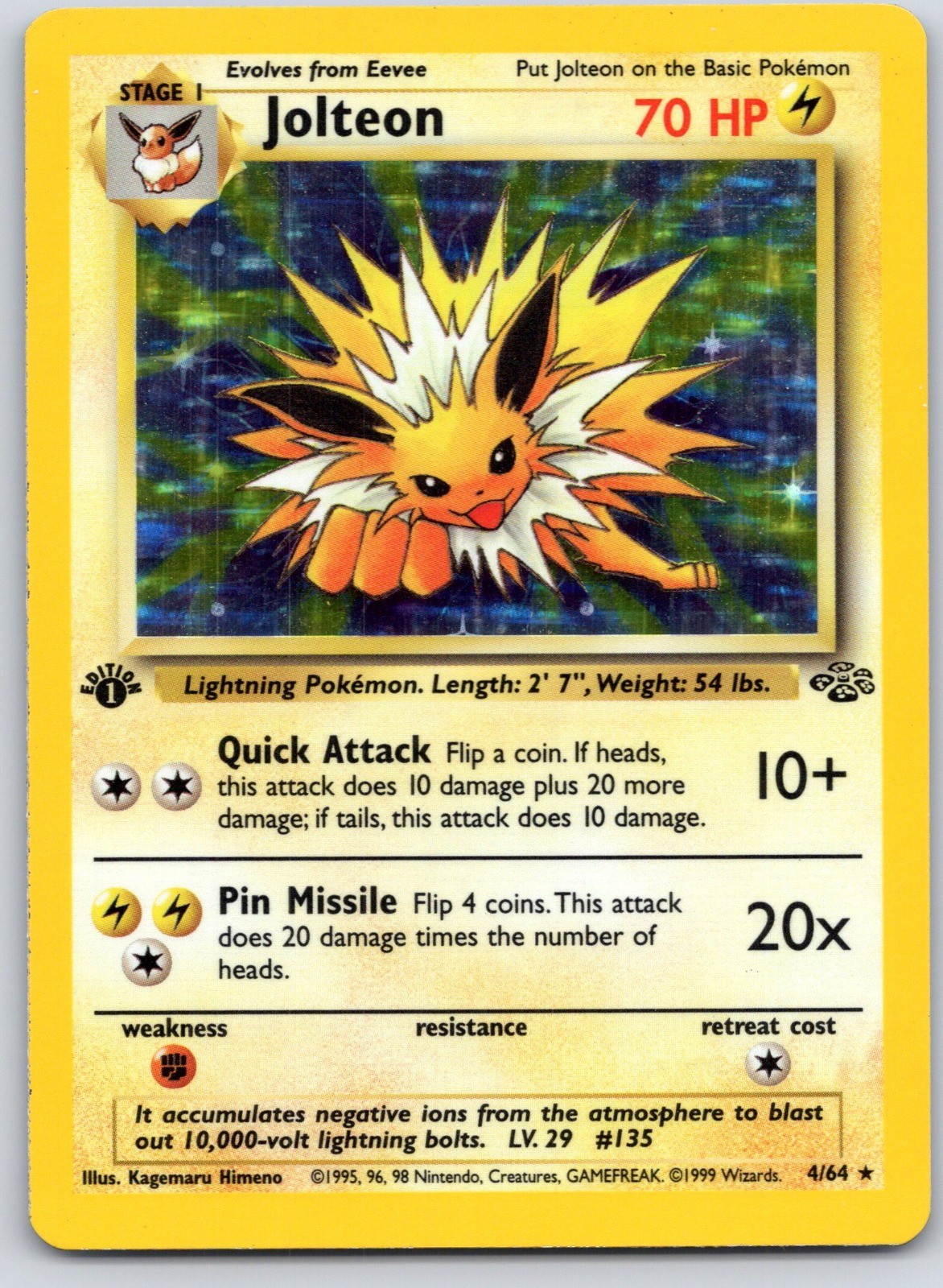 Jolteon (4) 1st Edition Holo Holo Rare Jungle 04/64