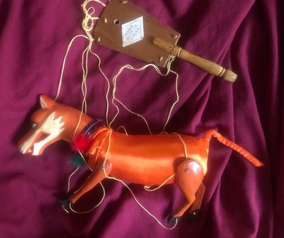 Vintage Chinese Red Wolf Marionette Puppet