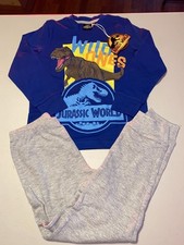 Jurassic World pajamas long sleeve shirt  sweatpants set boys size 5-6 Blue