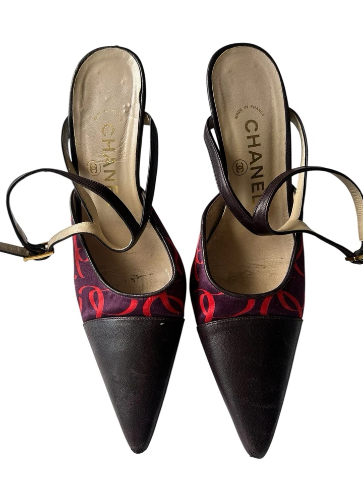 Chanel Vintage Y2k Pasarela Logo Slingback Tacón de Bomba Foto 2 de 4