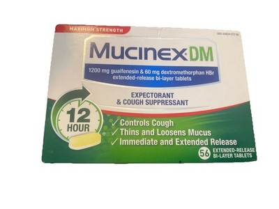 Mucinex DM Expectorant & Cough Suppressant Max Strength 56 Tablets Exp 10/27