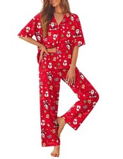 Women Pajamas Set Button Down Sleepwear Short Sleeve Pjs Soft Comfy Nightwear...