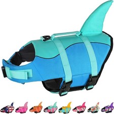 Dog Life Jacket - Pet Safety Vest for Swimming  Boating, Shark Blue-Green, S 
