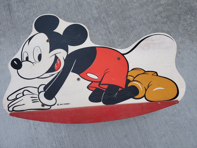 antique vintage childrens Walt Disney Mickey Mouse Wooden Rocker rocking chair