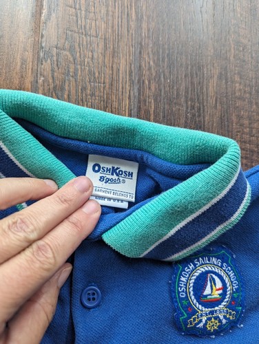 Retro 90s OshKosh Blue B'gosh Polo Vintage Short Sleeve Shirt Cotton Boy’s 7X - Picture 3 of 4