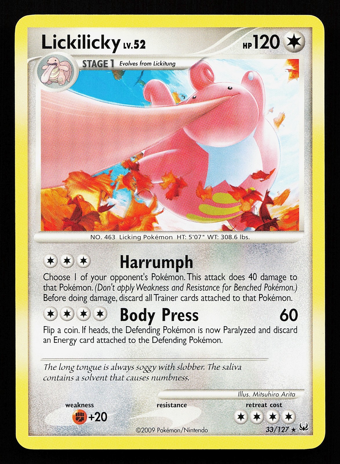 Lickilicky 33/127 Rare Platinum Pokémon Card
