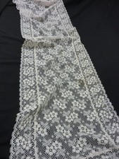VINTAGE LACE IVORY TABLE RUNNER DRESSER SCARF 50'' X 14''