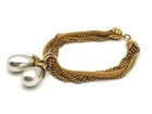 Miriam Haskell 50's Petite Fit GoldTone Mesh 4 Chains 2 Faux Pearls 7" Bracelet