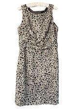Ann Taylor Est. 1954 Sleeveless Animal Print Dress Size 8 Grey Black Lined
