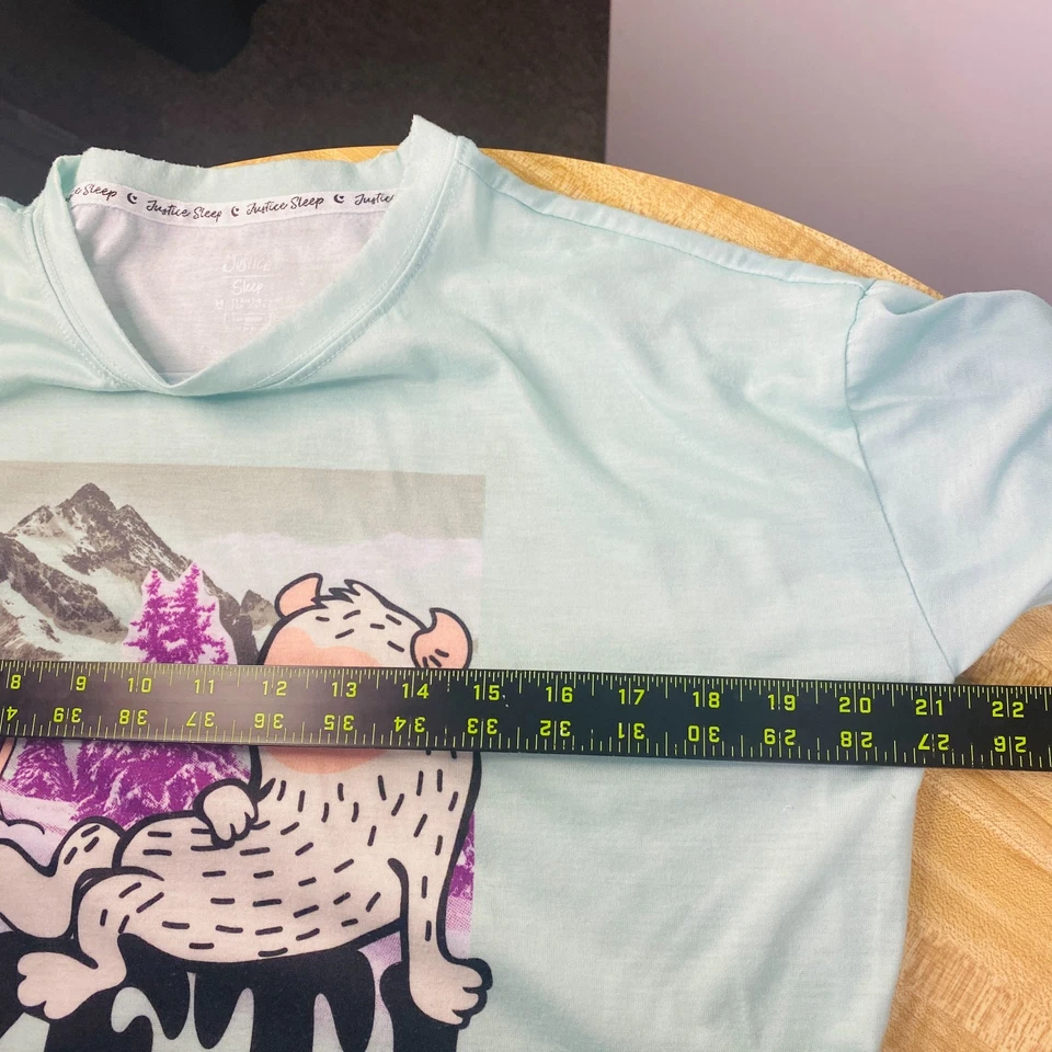 Camisa pijama top Justice Girls verde Yeti para cama Foto 2 de 2