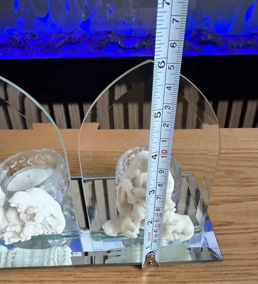 Nativity Christianity Glass Tealight Candle Holder Set Clear/White Free