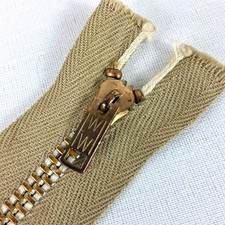 Vintage Murlen WWII Era Metal Zipper 52" Closed End Large Heavy Duty Camel Color