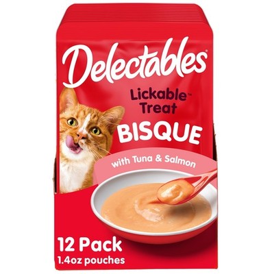 Hartz Bisque Lickable Wet Cat Treat Tuna & Salmon 1.4oz 12 Pack)