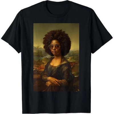 Mona Lisa Afro African American Black History Month T-Shirt S-5XL